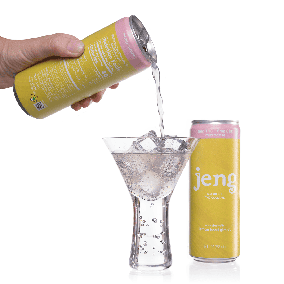 Lemon Basil Gimlet #MyFeelGoodsDrink #MyFeelGoodsCocktail #JengLemonBasilGimlet #sparklingCocktail #Hempseltzers #mellowBuzz #Cocktailseltzers